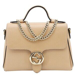 Gucci  GG Marmont Mini Calfskin Leather Top Handle Shoulder Bag Beige 779796